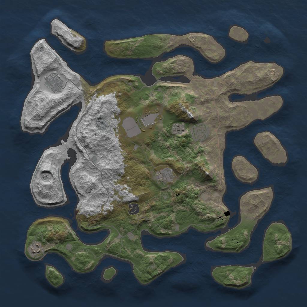 Rust Map: Barren, Size: 4000, Seed: 2047, 10 Monuments