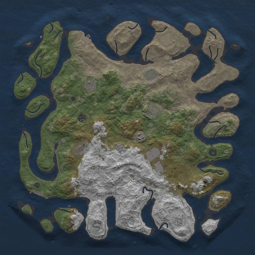 Rust Map: Procedural Map, Size: 4800, Seed: 51586060, 18 Monuments