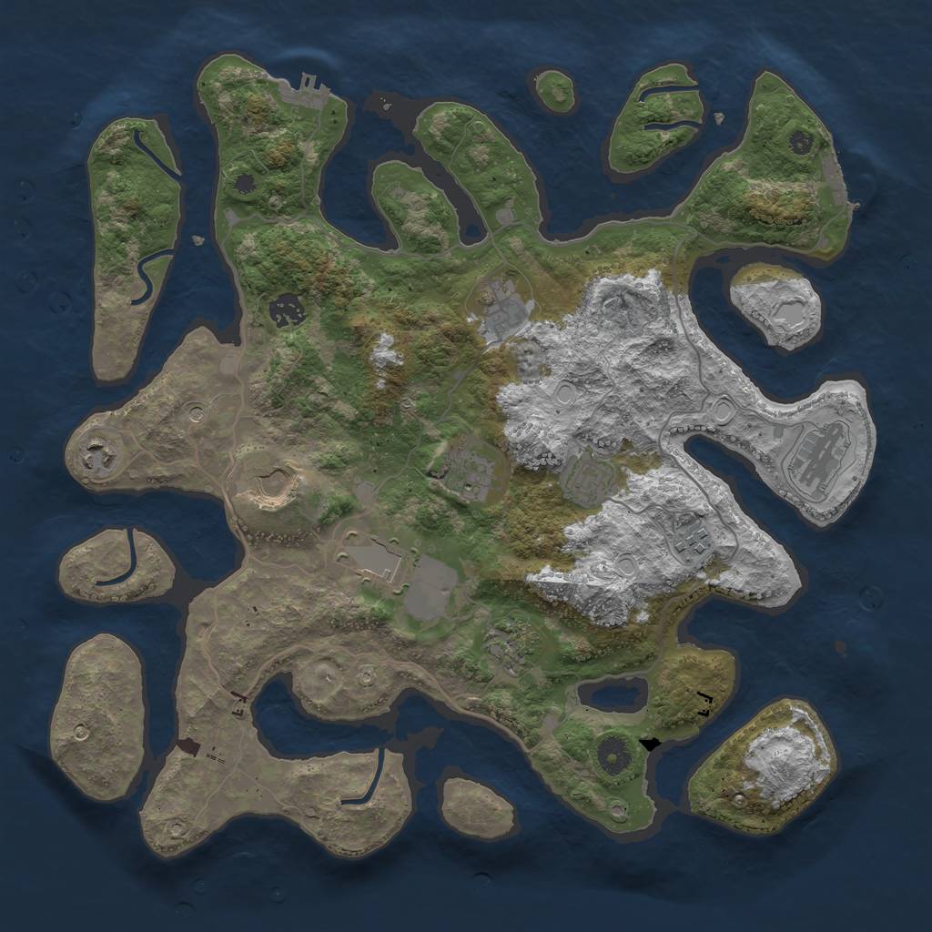 Rust Map: Procedural Map, Size: 4000, Seed: 4051, 18 Monuments