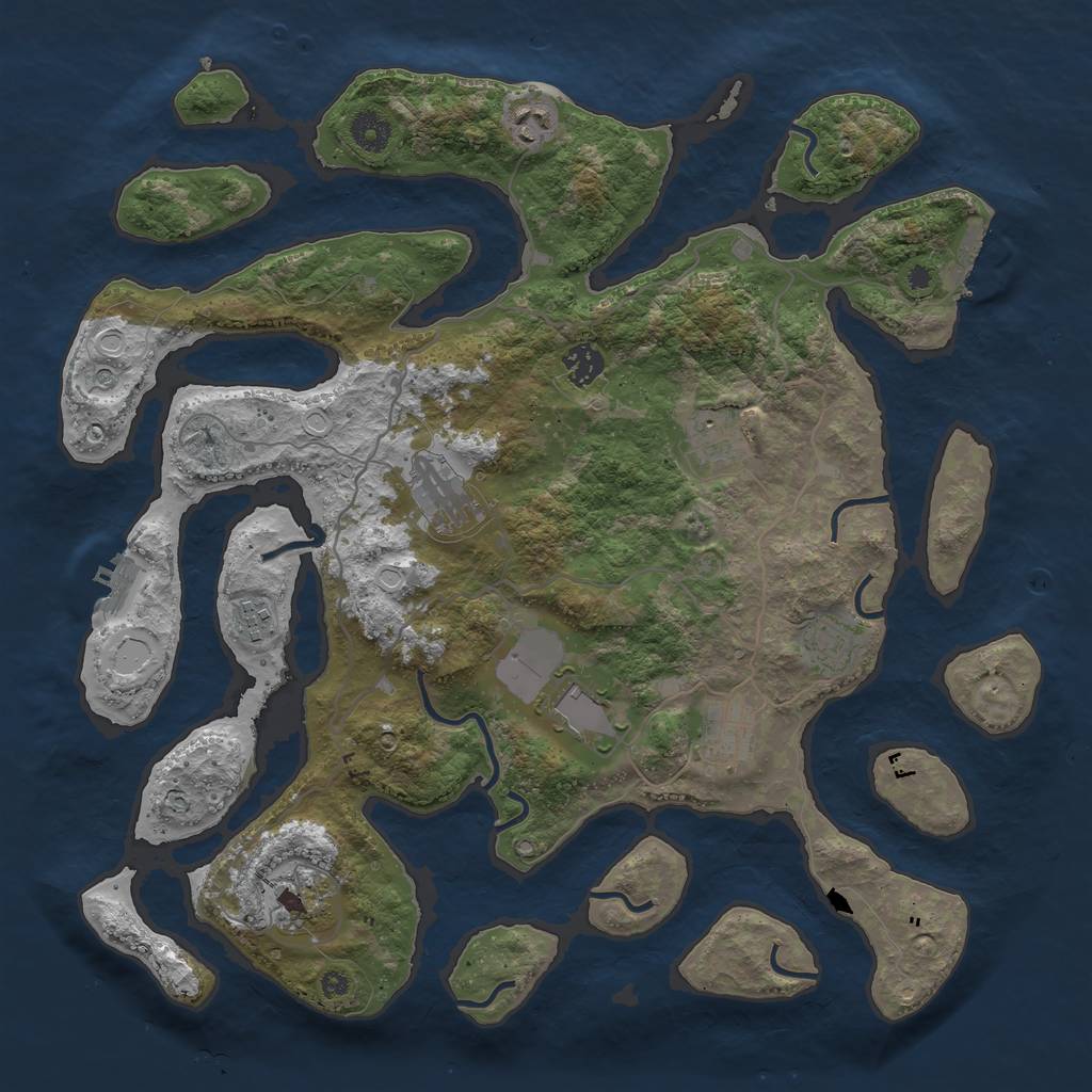 Rust Map: Procedural Map, Size: 4000, Seed: 2020983530, 17 Monuments