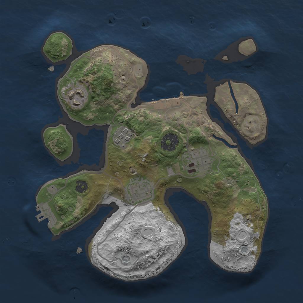 Rust Map: Procedural Map, Size: 2500, Seed: 235225, 12 Monuments