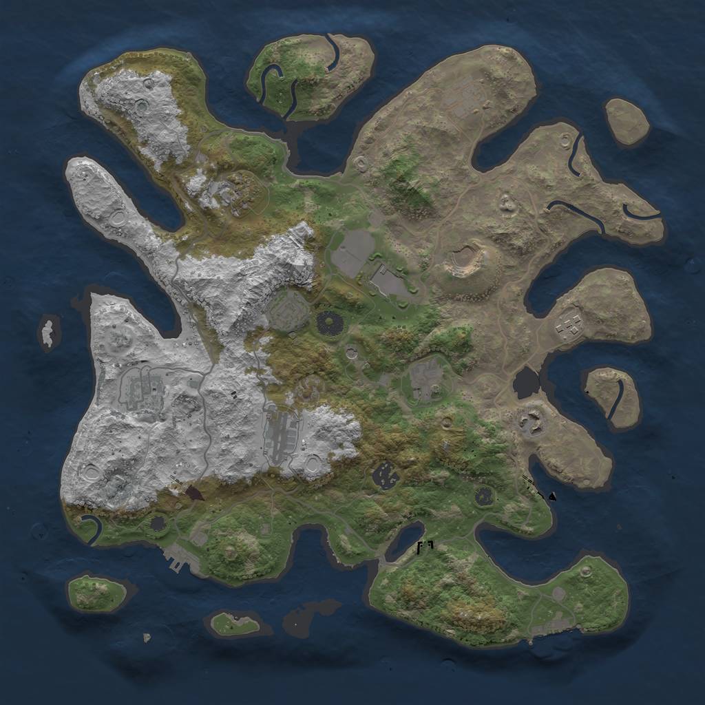 Rust Map: Procedural Map, Size: 4000, Seed: 1988, 19 Monuments