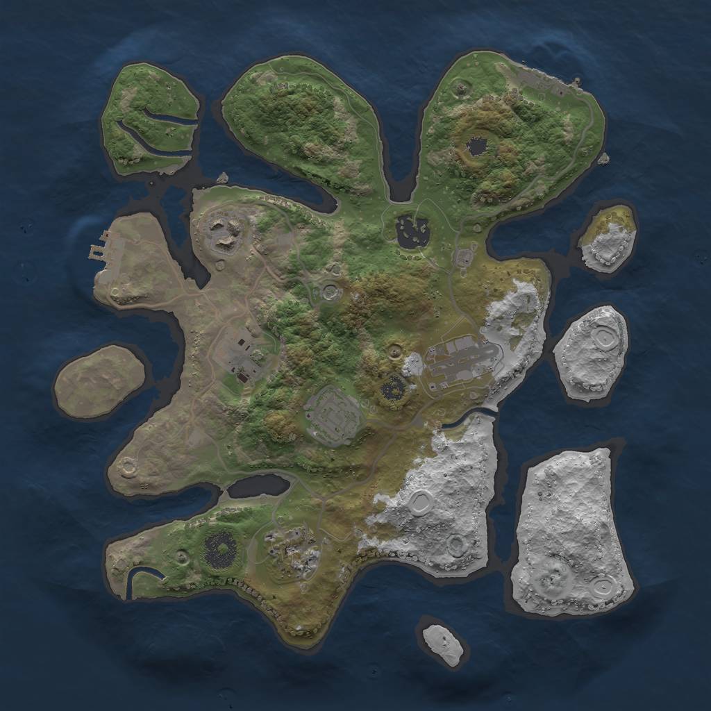 Rust Map: Procedural Map, Size: 3000, Seed: 23622, 14 Monuments