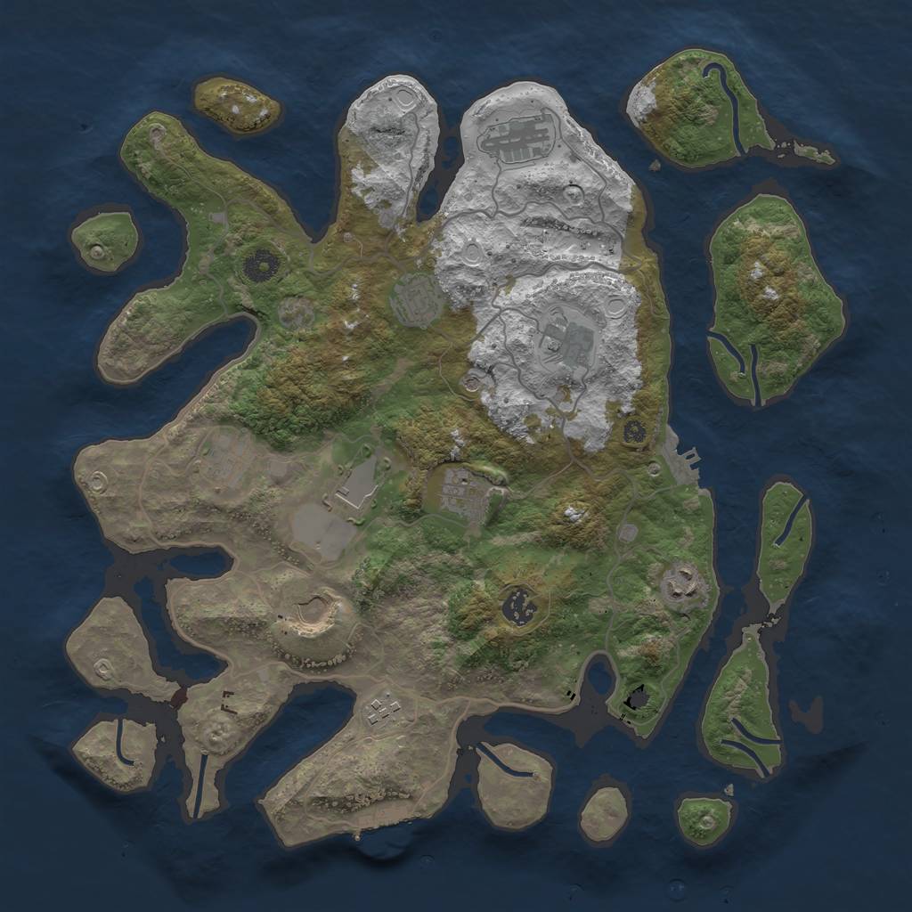 Rust Map: Procedural Map, Size: 4000, Seed: 707271213, 18 Monuments