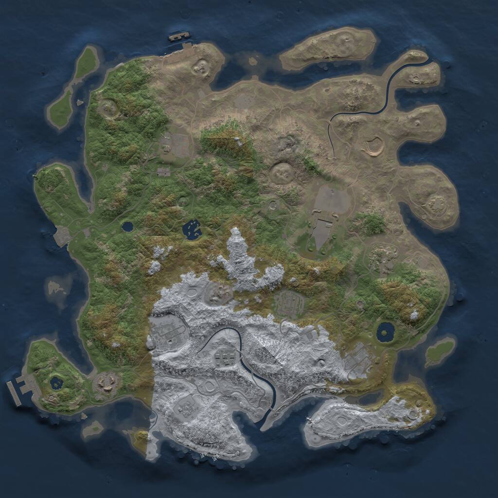 Rust Map: Procedural Map, Size: 3850, Seed: 3693031, 16 Monuments