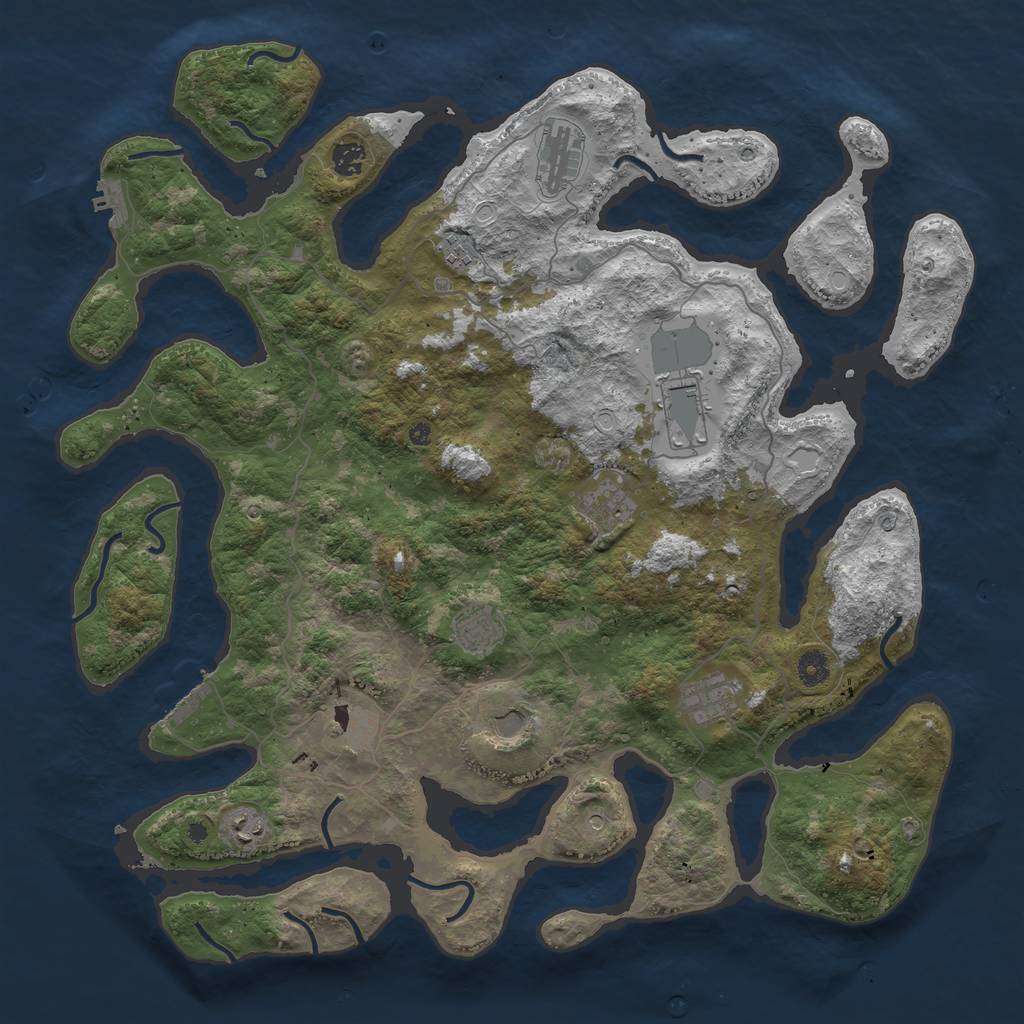 Rust Map: Procedural Map, Size: 4501, Seed: 1068753945, 18 Monuments