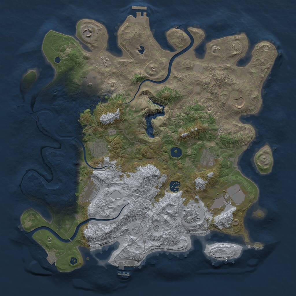 Rust Map: Procedural Map, Size: 4000, Seed: 88231, 16 Monuments