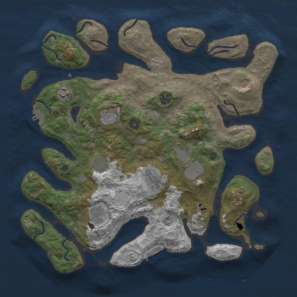 Rust Map: Procedural Map, Size: 4000, Seed: 88231, 17 Monuments