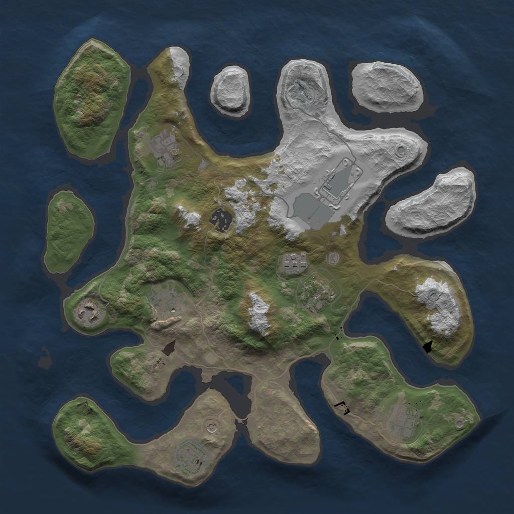 Rust Map: Barren, Size: 3500, Seed: 152590337, 12 Monuments