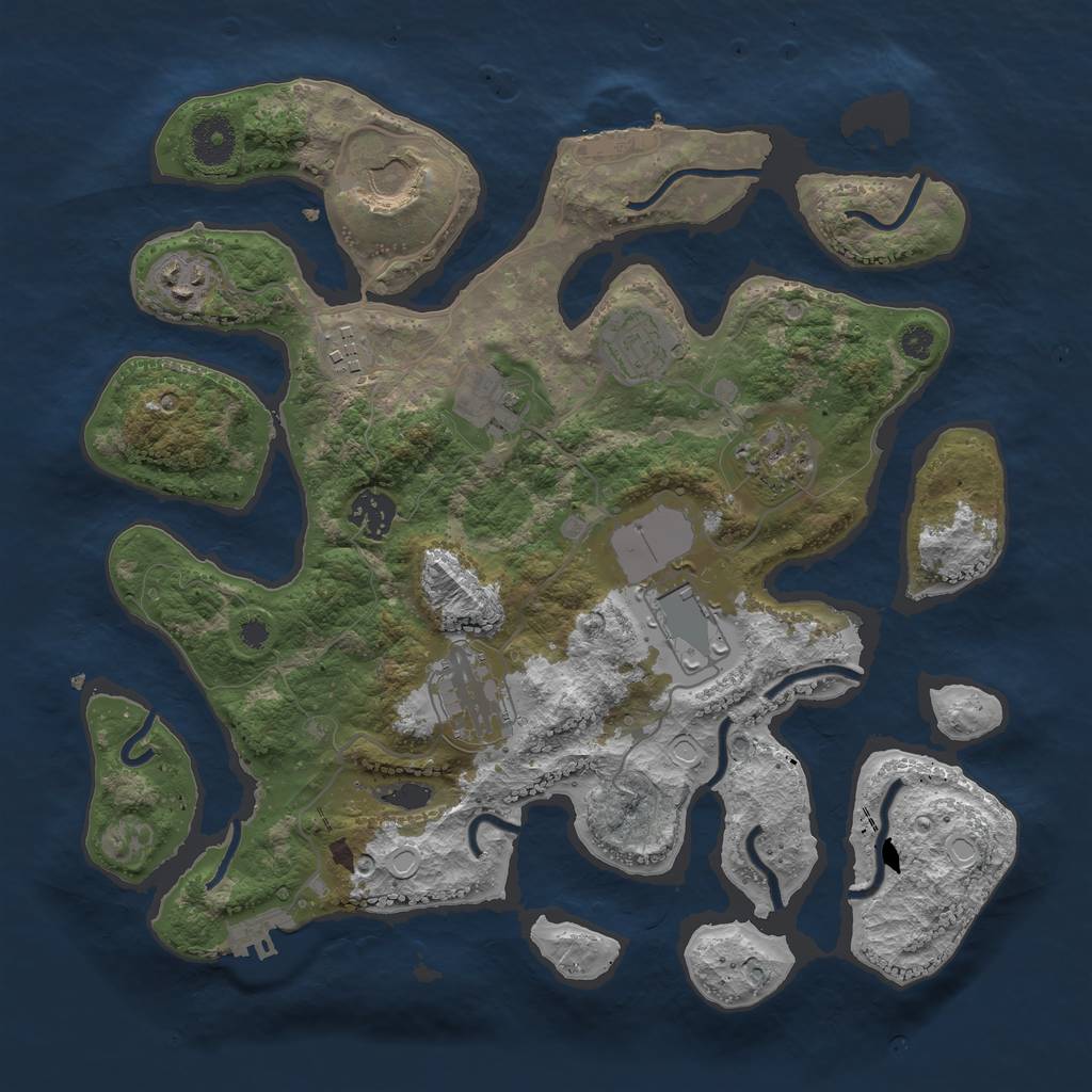 Rust Map: Procedural Map, Size: 3500, Seed: 706728300, 16 Monuments