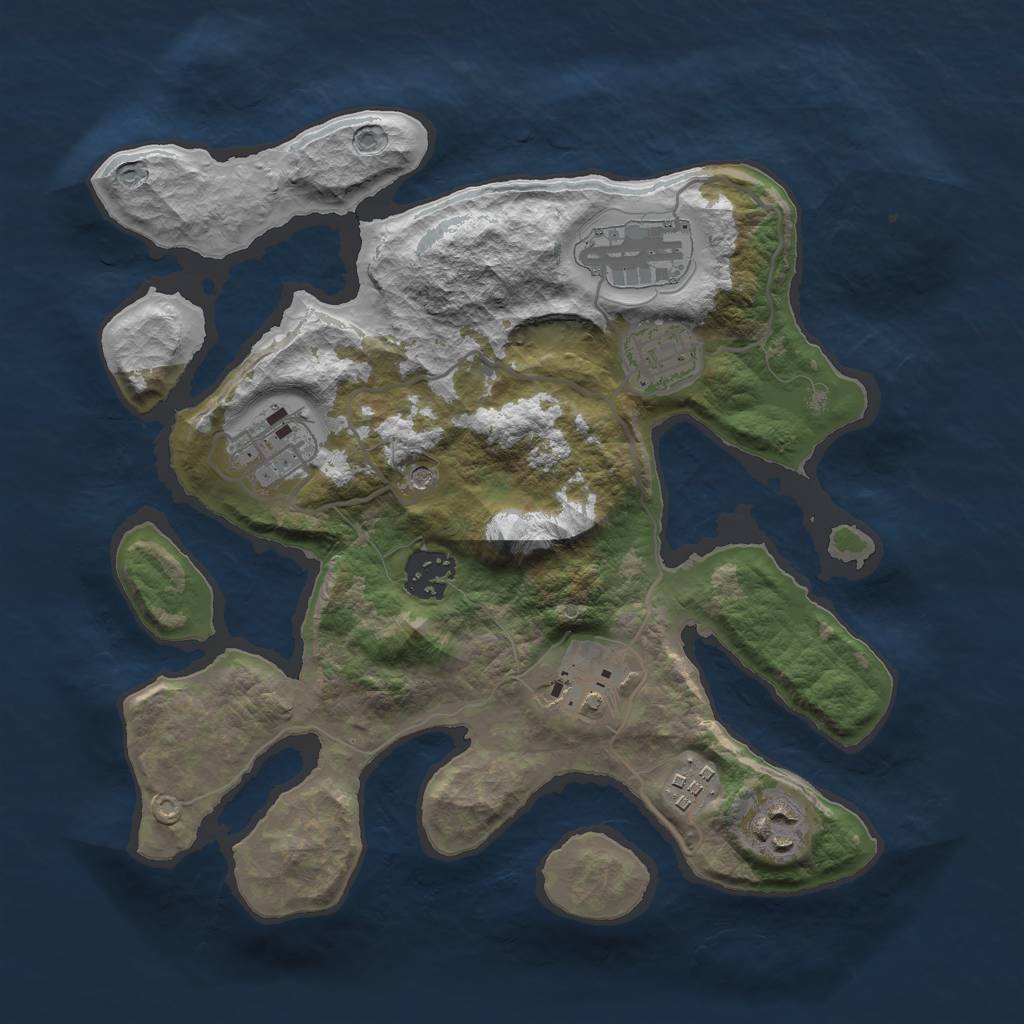 Rust Map: Barren, Size: 3000, Seed: 169, 10 Monuments