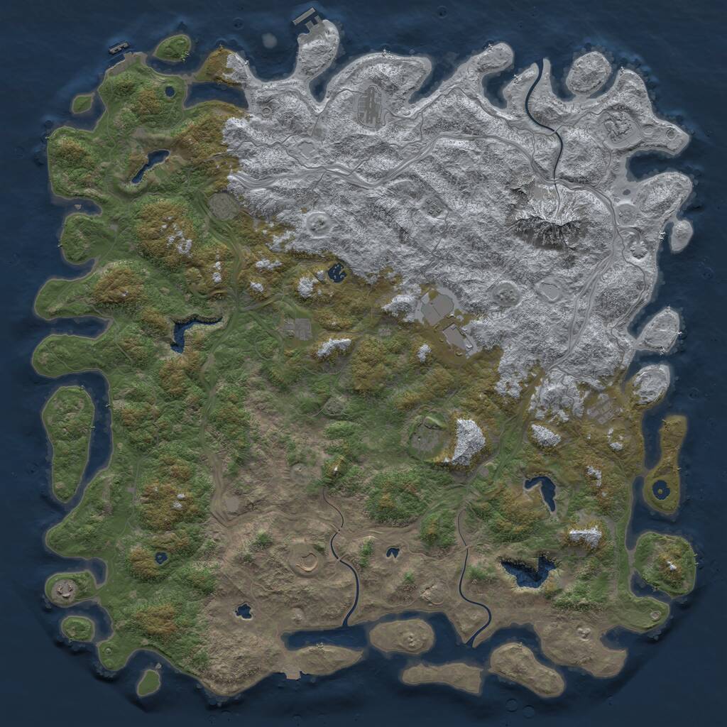 Rust Map: Procedural Map, Size: 6000, Seed: 678206347, 17 Monuments