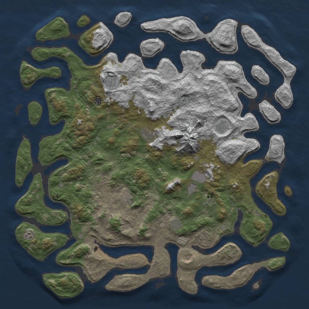 Rust Map: Barren, Size: 6000, Seed: 114923947, 14 Monuments