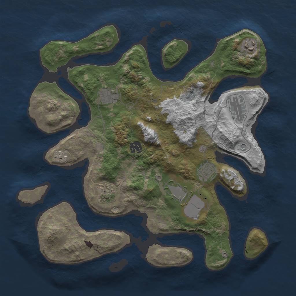 Rust Map: Barren, Size: 3550, Seed: 1337, 11 Monuments
