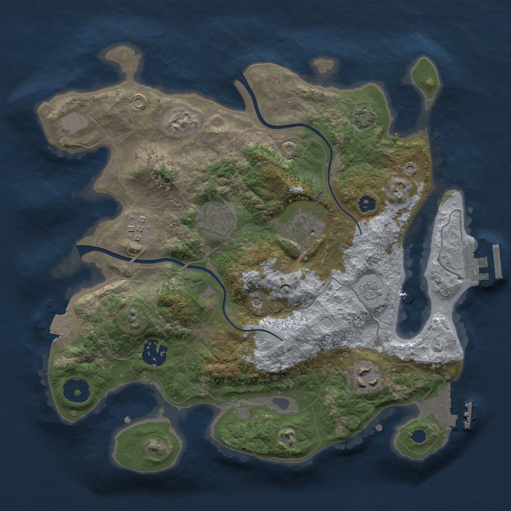 Rust Map: Procedural Map, Size: 3000, Seed: 1123102626, 11 Monuments
