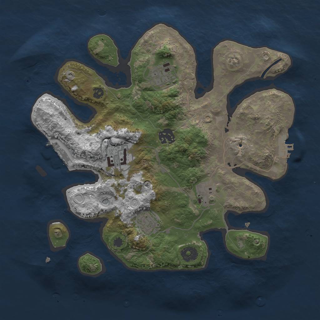 Rust Map: Procedural Map, Size: 3000, Seed: 1561272410, 13 Monuments