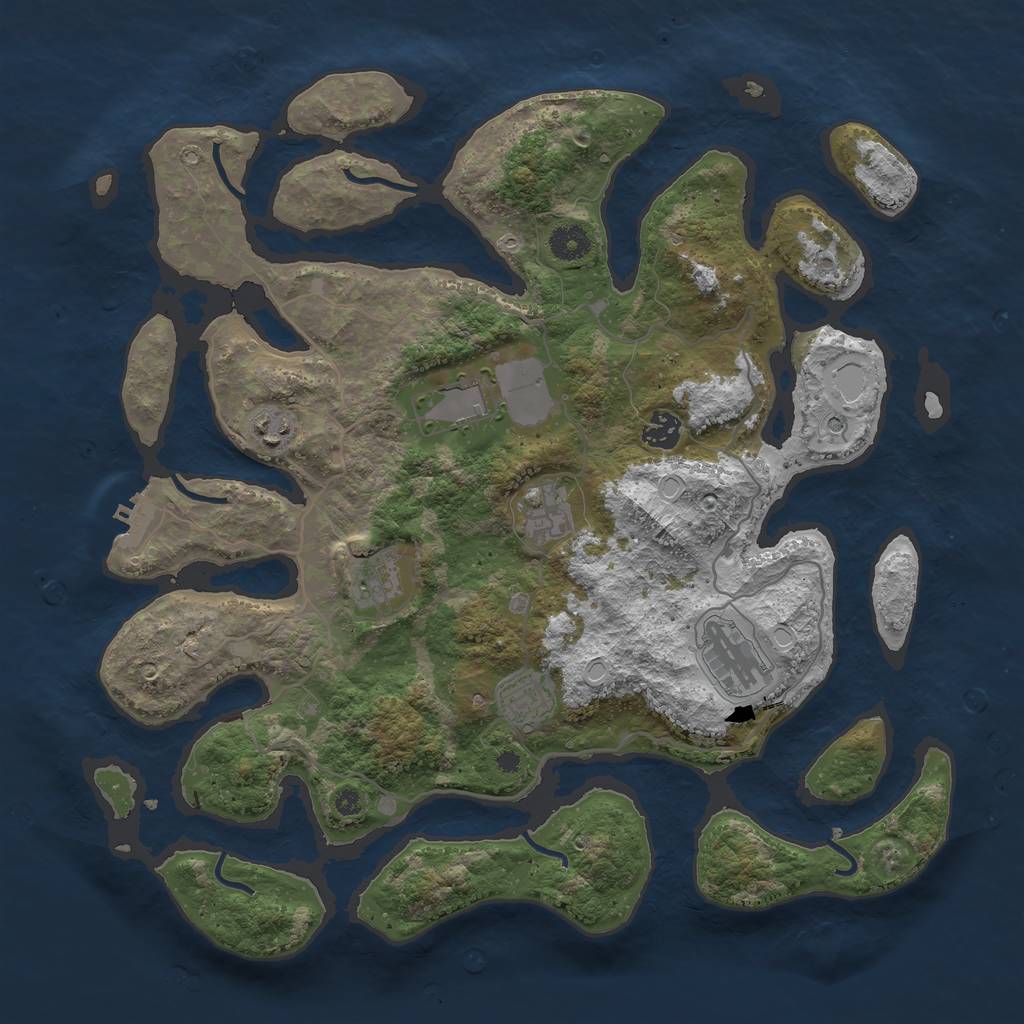 Rust Map: Procedural Map, Size: 4000, Seed: 686435954, 14 Monuments