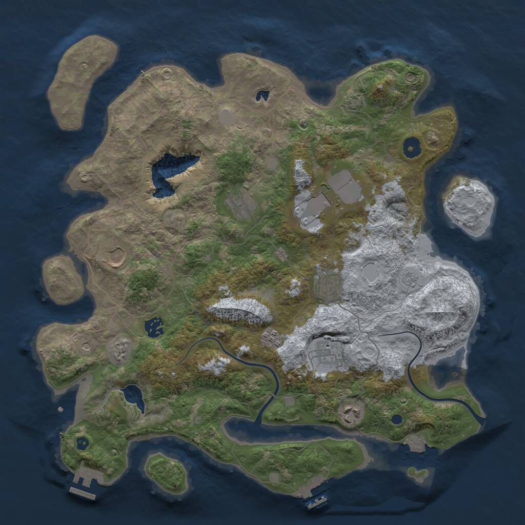 Rust Map: Procedural Map, Size: 4000, Seed: 2005, 14 Monuments