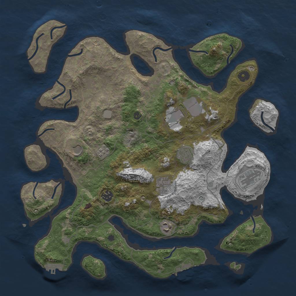 Rust Map: Procedural Map, Size: 4000, Seed: 2005, 16 Monuments