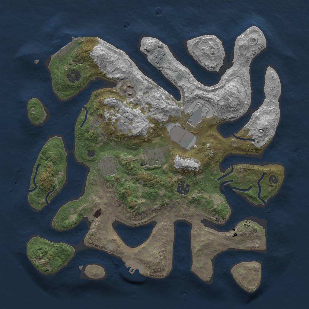 Rust Map: Procedural Map, Size: 3500, Seed: 1828004099, 14 Monuments