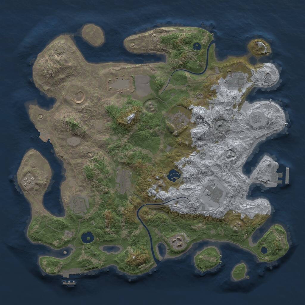 Rust Map: Procedural Map, Size: 3750, Seed: 372491431, 16 Monuments