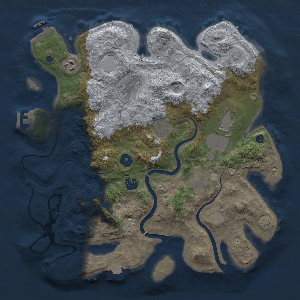 Rust Map: Procedural Map, Size: 3600, Seed: 523534, 13 Monuments