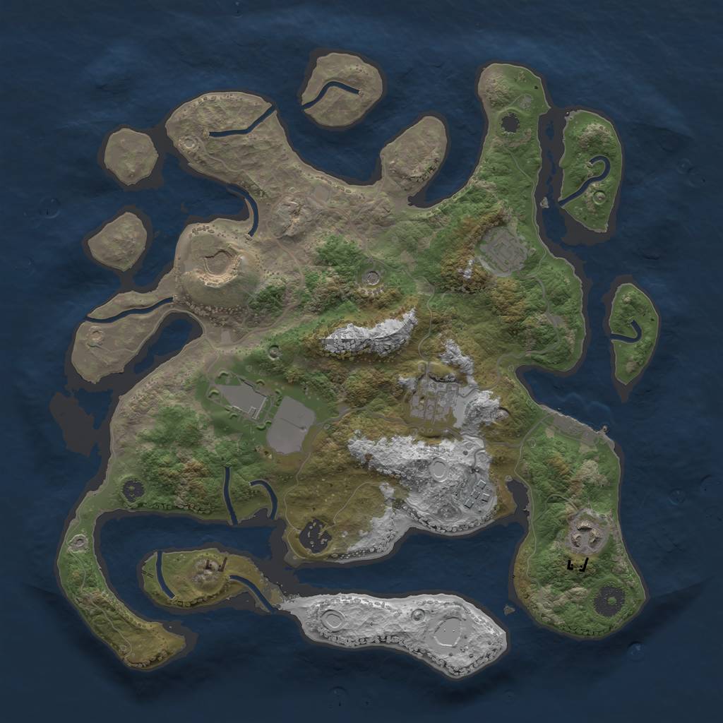 Rust Map: Procedural Map, Size: 3500, Seed: 1286007522, 14 Monuments