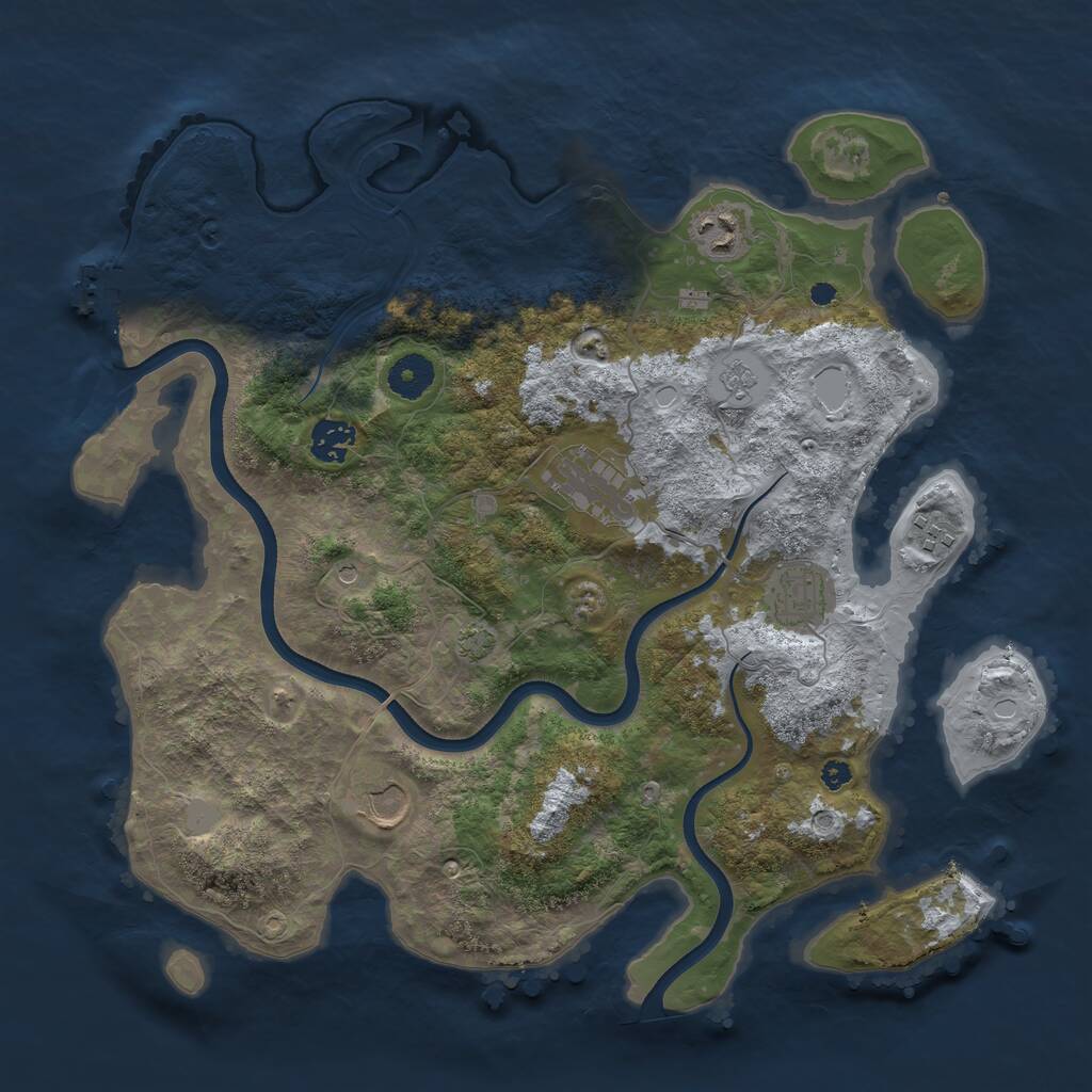 Rust Map: Procedural Map, Size: 3700, Seed: 7344676, 11 Monuments