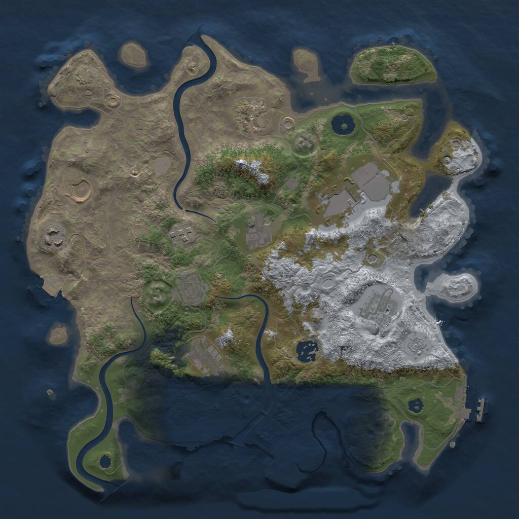 Rust Map: Procedural Map, Size: 3500, Seed: 123780, 16 Monuments