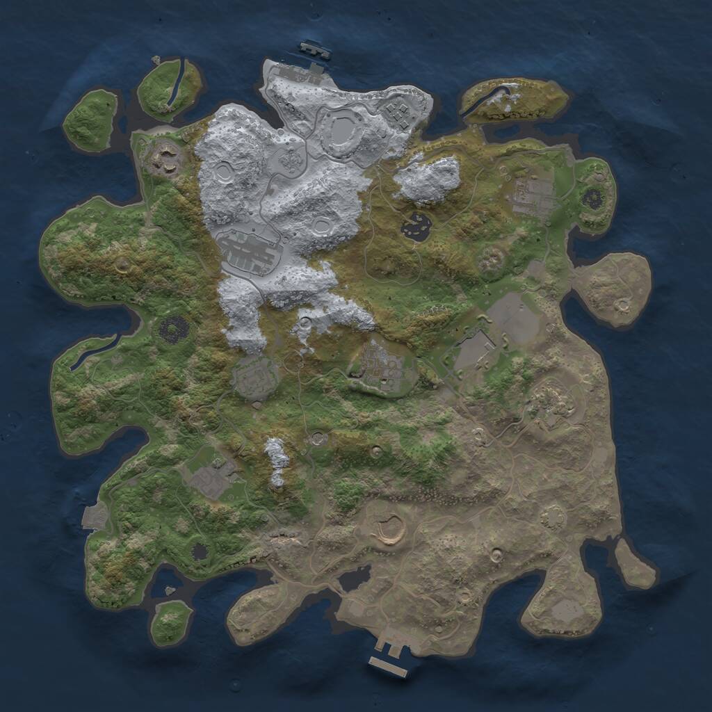 Rust Map: Procedural Map, Size: 3650, Seed: 2462452, 17 Monuments