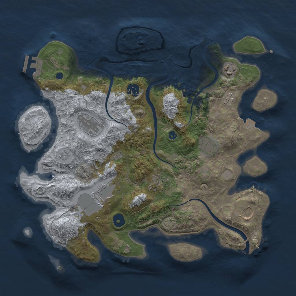 Rust Map: Procedural Map, Size: 3500, Seed: 219384312, 13 Monuments