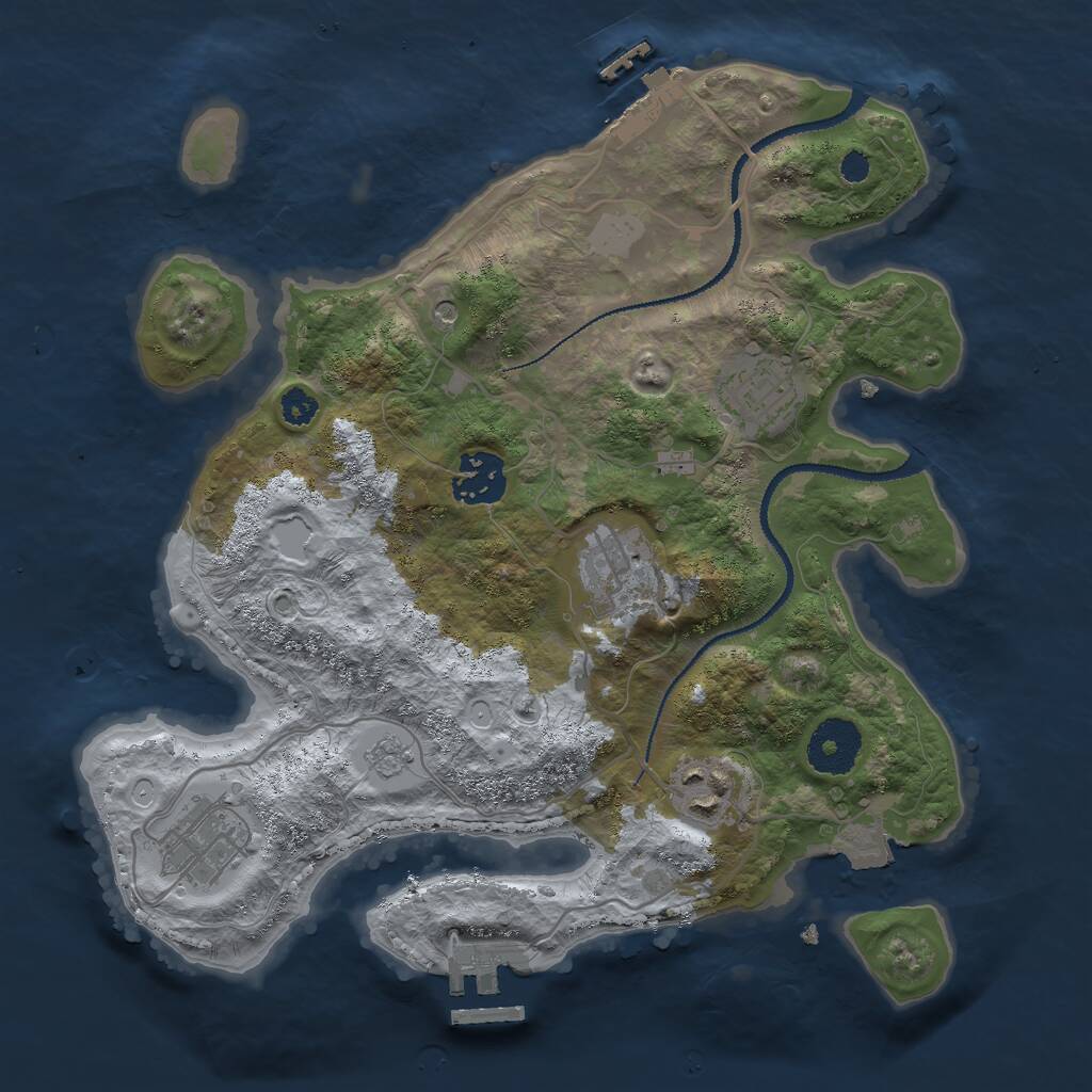 Rust Map: Procedural Map, Size: 3000, Seed: 1632999316, 10 Monuments