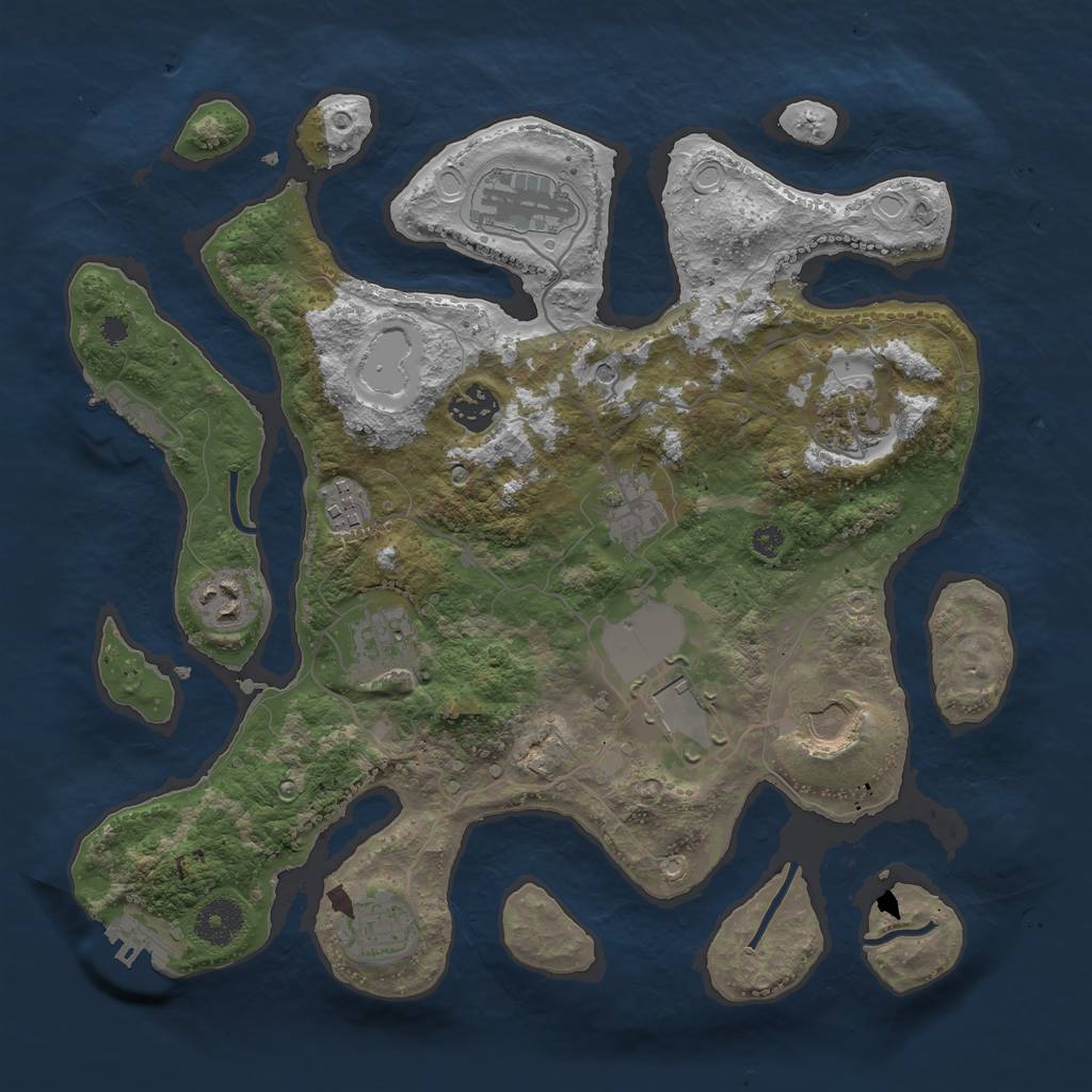 Rust Map: Procedural Map, Size: 3500, Seed: 1206239567, 18 Monuments