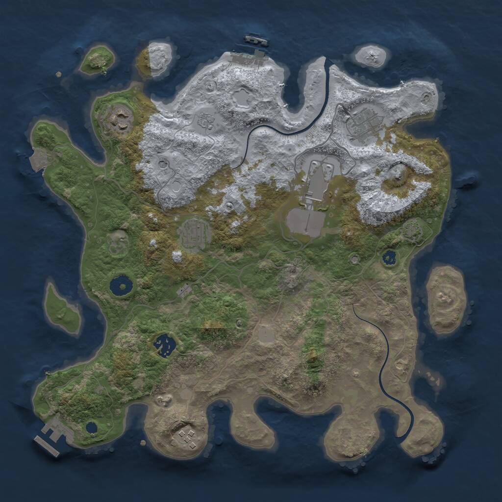 Rust Map: Procedural Map, Size: 3500, Seed: 1206239567, 12 Monuments