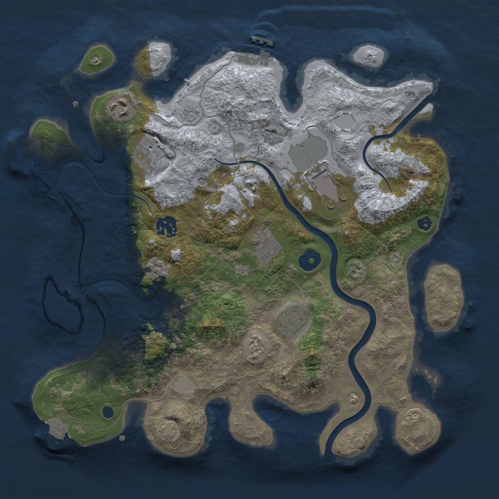 Rust Map: Procedural Map, Size: 3500, Seed: 1206239567, 13 Monuments