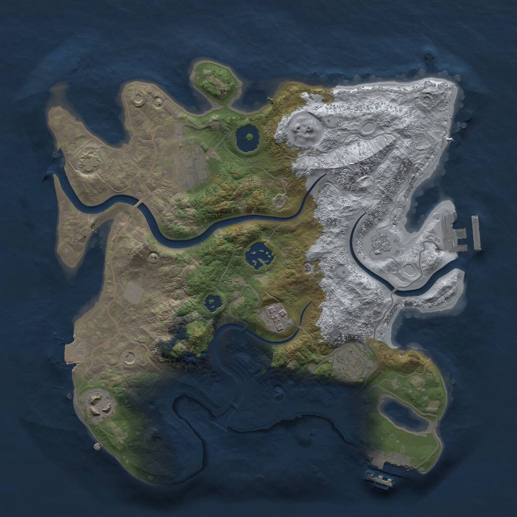 Rust Map: Procedural Map, Size: 3000, Seed: 2065141462, 11 Monuments