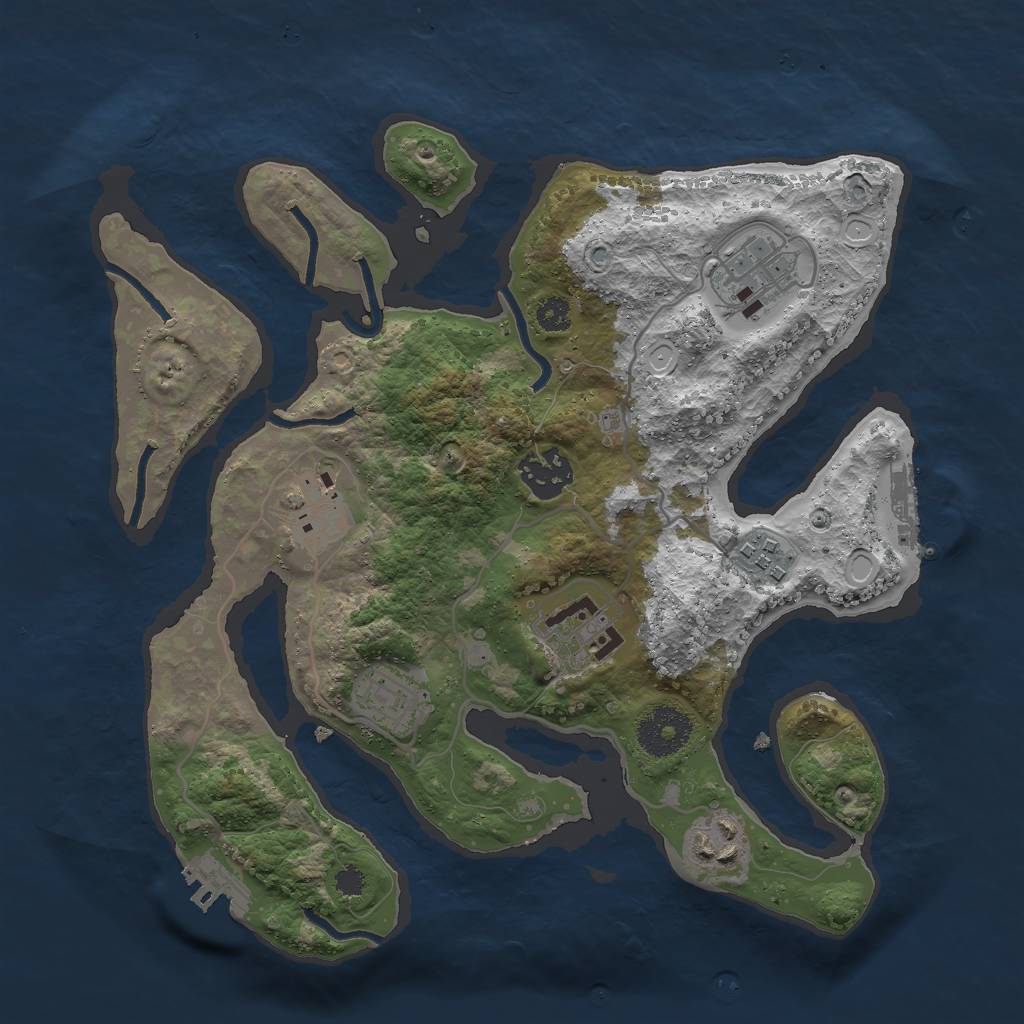 Rust Map: Procedural Map, Size: 3000, Seed: 2065141462, 14 Monuments