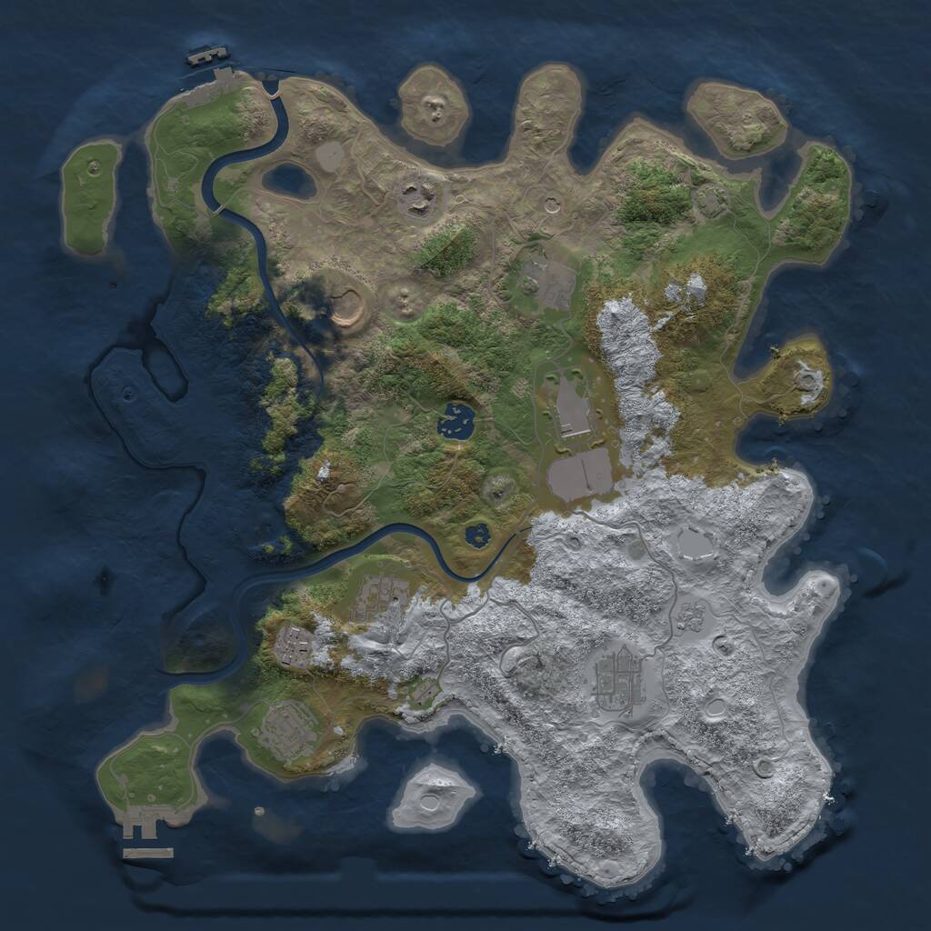 Rust Map: Procedural Map, Size: 3750, Seed: 16, 15 Monuments