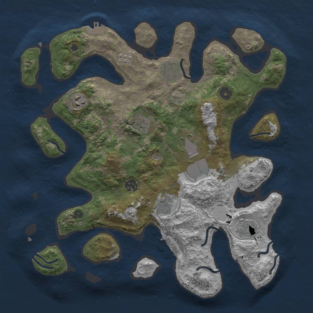 Rust Map: Procedural Map, Size: 3750, Seed: 16, 16 Monuments