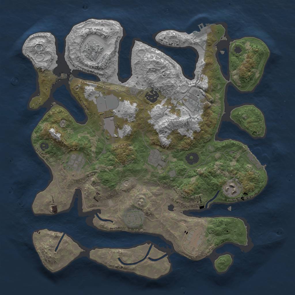 Rust Map: Procedural Map, Size: 3500, Seed: 709784772, 17 Monuments