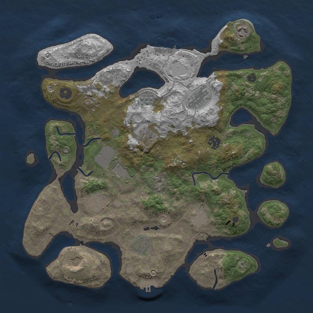 Rust Map: Procedural Map, Size: 3850, Seed: 186191585, 19 Monuments