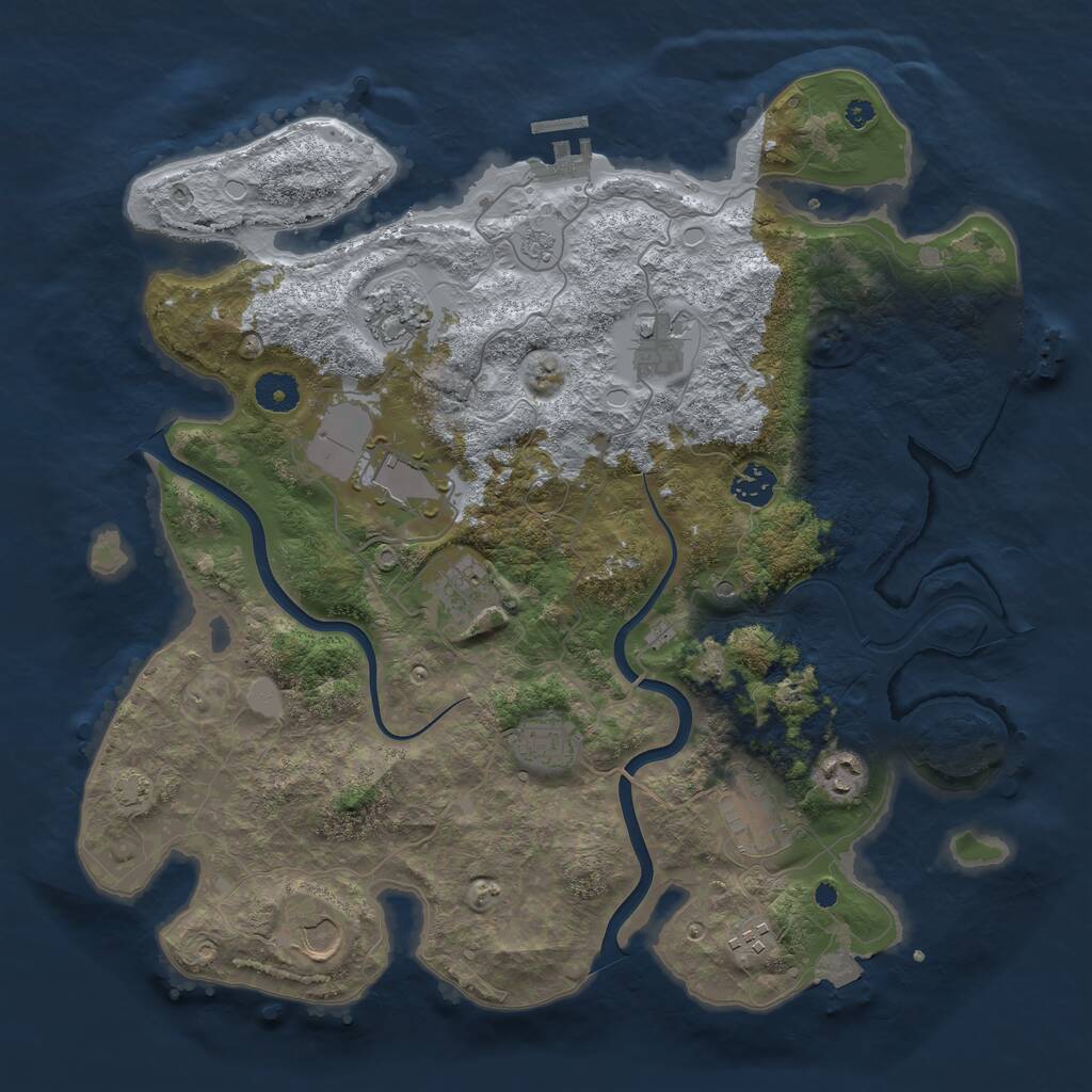 Rust Map: Procedural Map, Size: 3850, Seed: 186191585, 16 Monuments