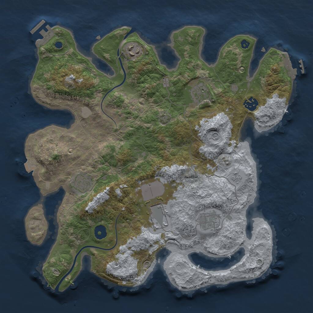 Rust Map: Procedural Map, Size: 3500, Seed: 19354132, 12 Monuments