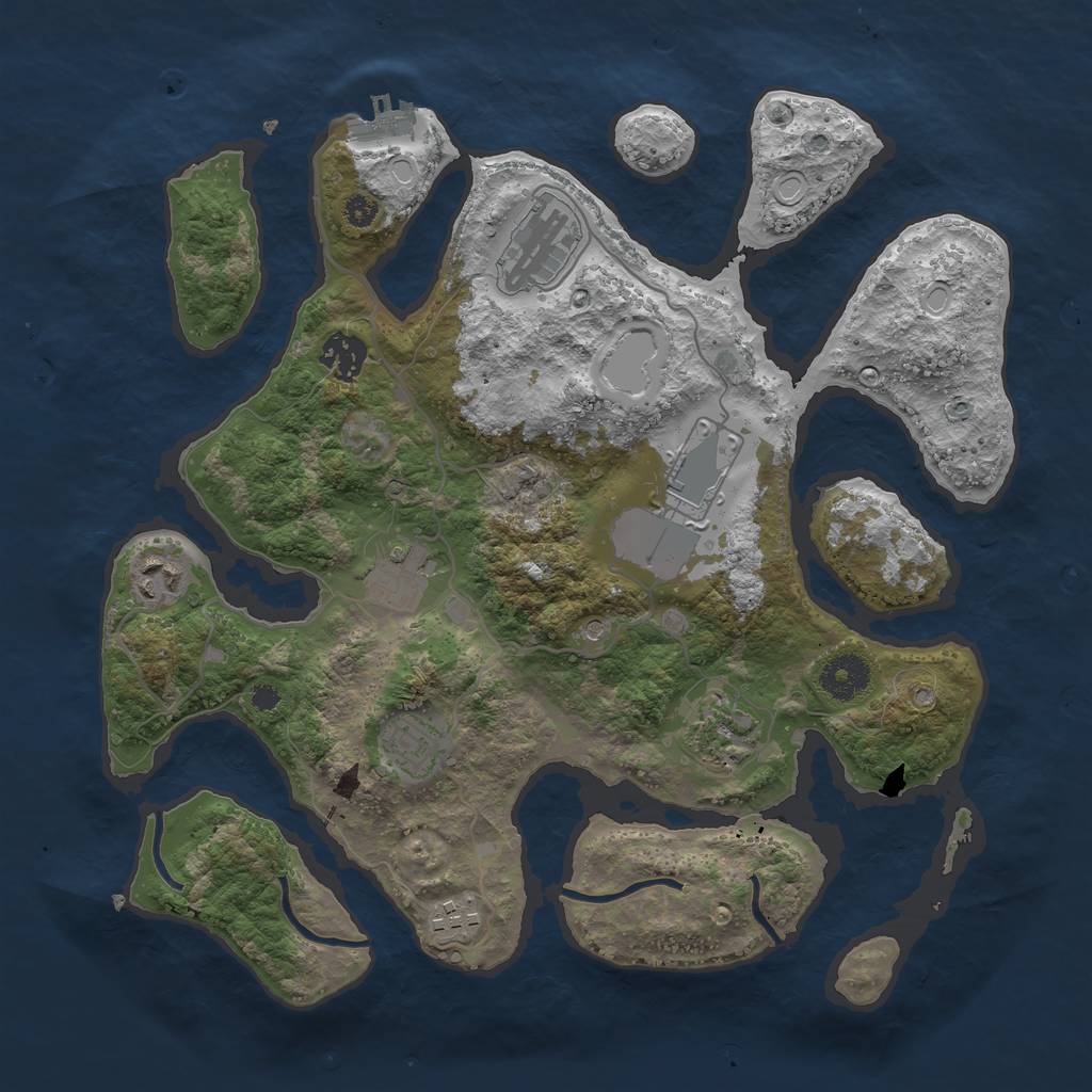 Rust Map: Procedural Map, Size: 3500, Seed: 2126693589, 15 Monuments