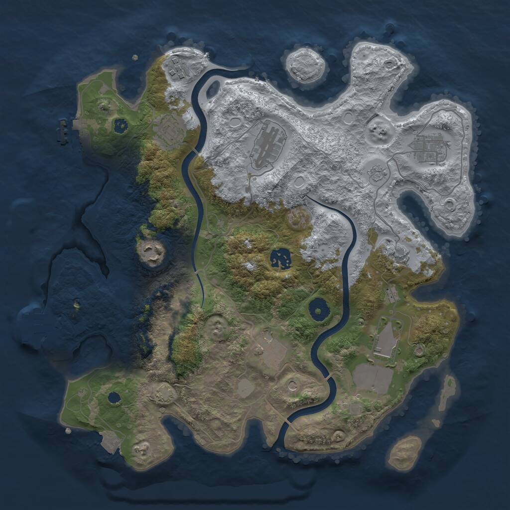 Rust Map: Procedural Map, Size: 3500, Seed: 2126693589, 15 Monuments