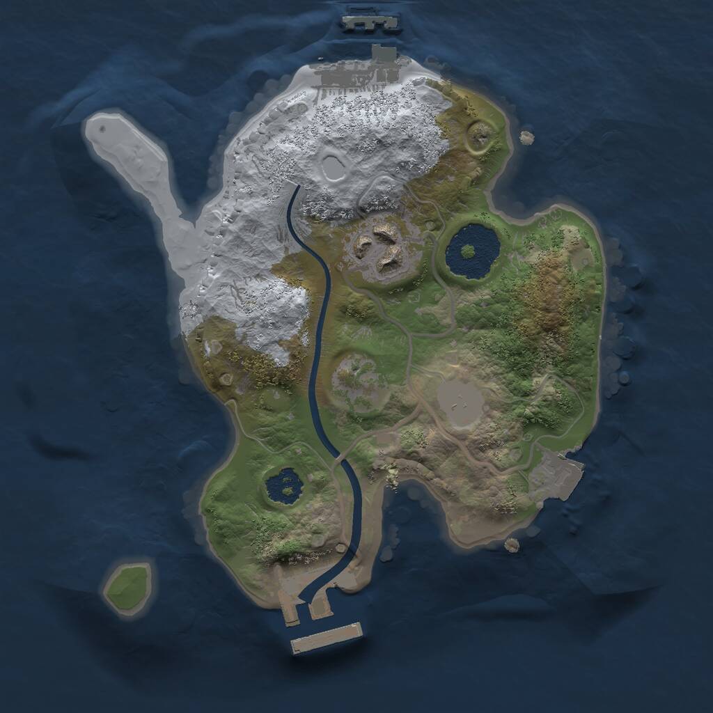 Rust Map: Procedural Map, Size: 2000, Seed: 308225, 4 Monuments