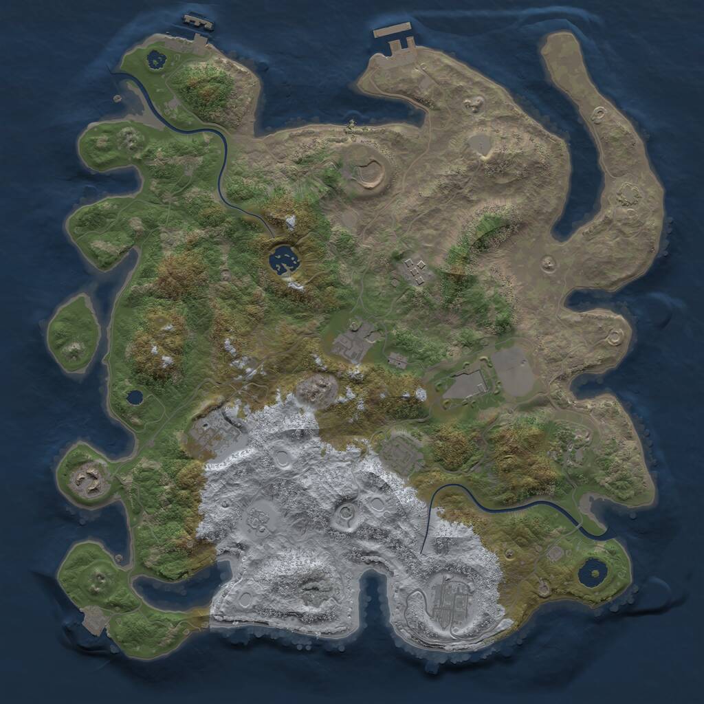 Rust Map: Procedural Map, Size: 3750, Seed: 984, 16 Monuments