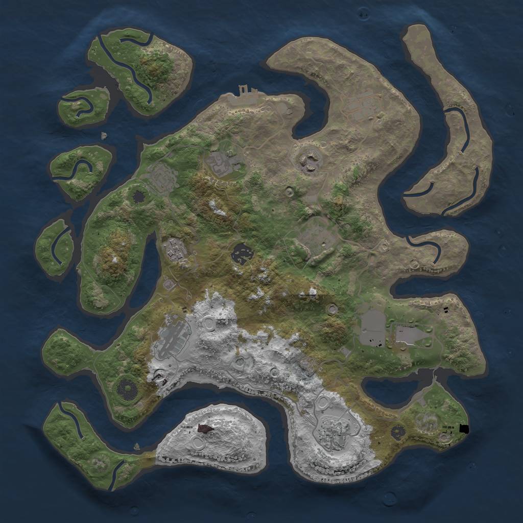 Rust Map: Procedural Map, Size: 3750, Seed: 984, 17 Monuments