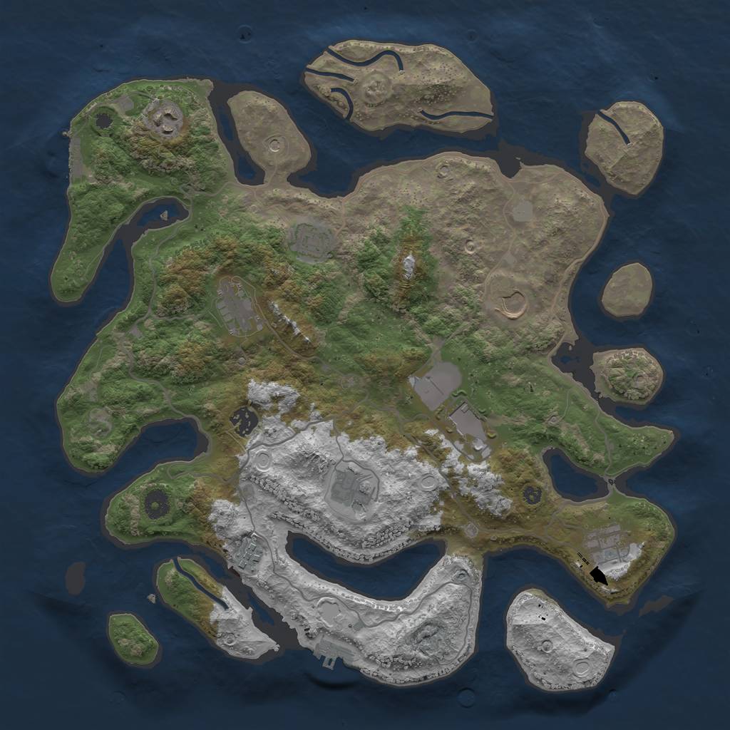 Rust Map: Procedural Map, Size: 4000, Seed: 621765, 17 Monuments