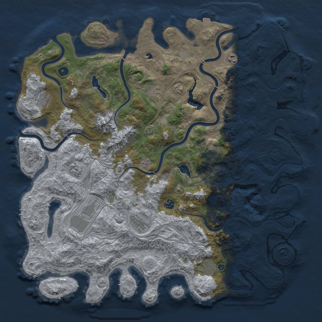 Rust Map: Procedural Map, Size: 5000, Seed: 2425104, 16 Monuments